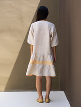 Vera Border Linen Dress - Natural
