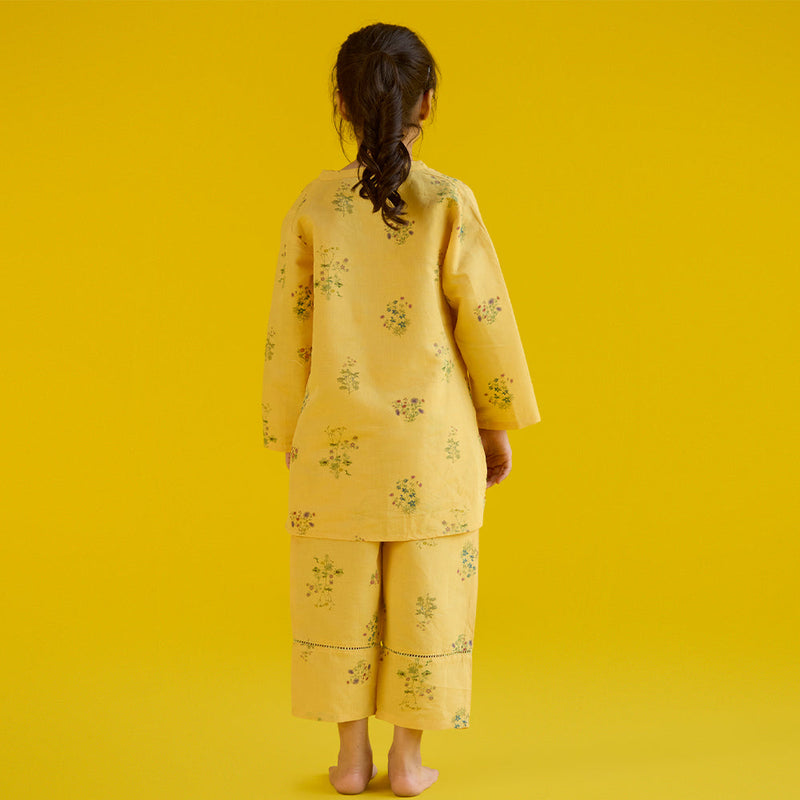 Sahar Floral Kurta Set - Mustard