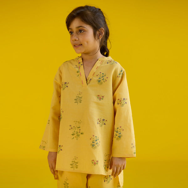 Sahar Floral Kurta Set - Mustard