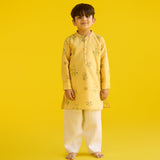 Kash Floral Linen Kurta Set - Mustard