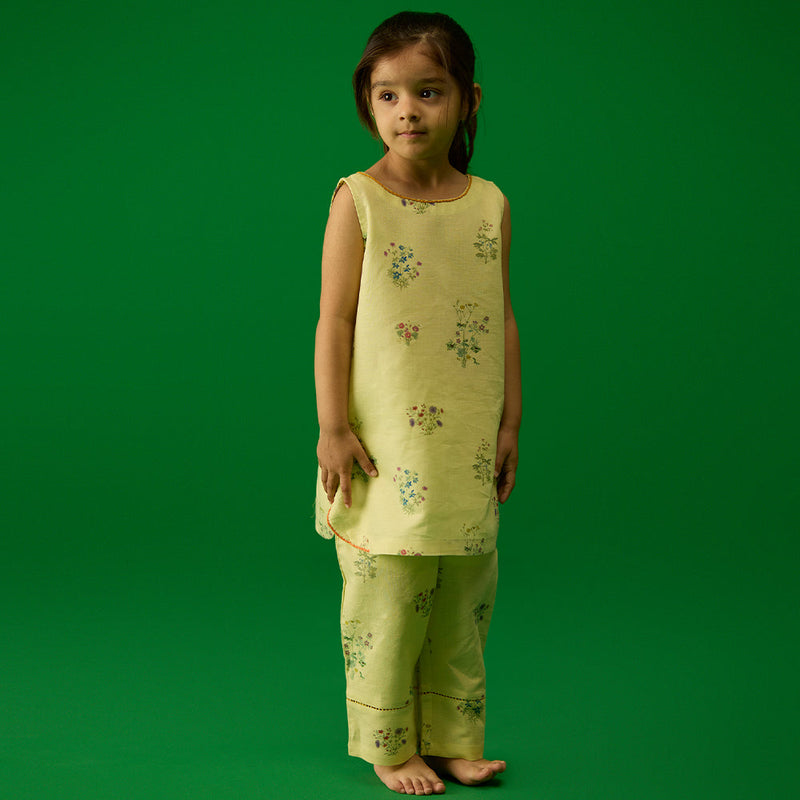 Fara Floral Kurta - Pistachio