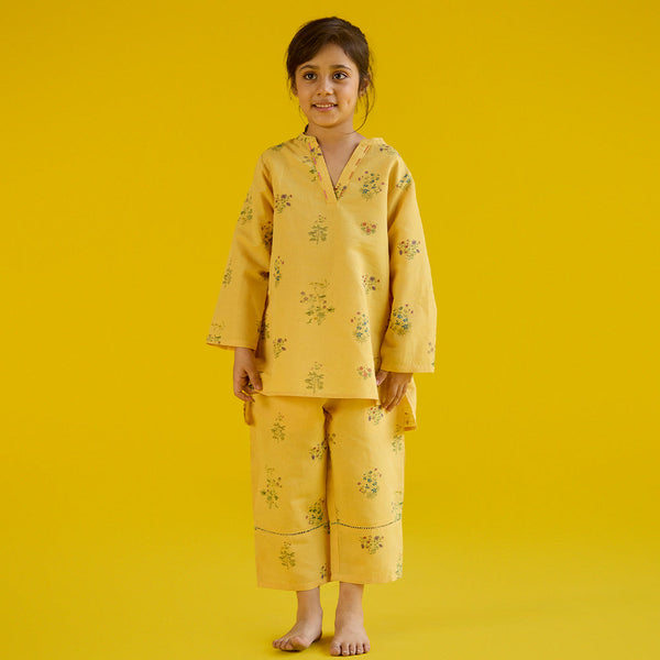 Sahar Floral Kurta - Mustard