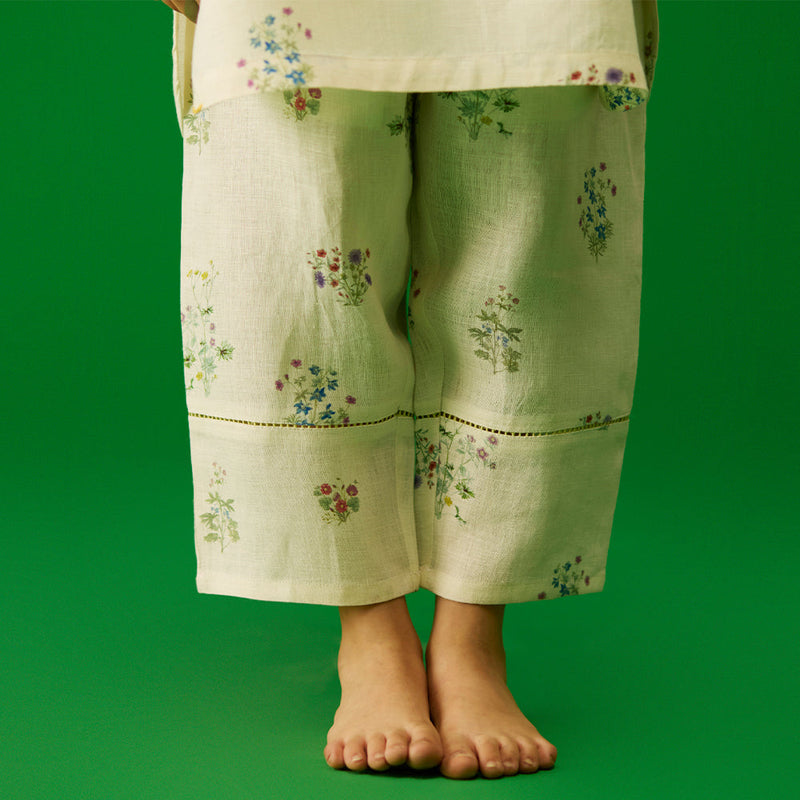 Hana Floral Pant - Ivory