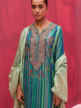 Eri Silk Metallic Dupatta - Peacock