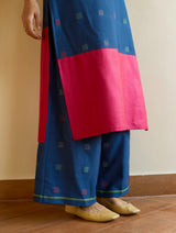 Akia Wool & Silk Kurta Set - Navy