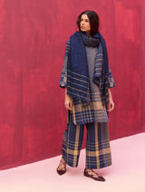 Kiza Handwoven Linen Dupatta - Navy