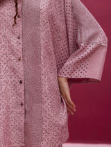 Aiza Block Printed Silk Shirt - Lavender