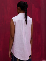 Lira Sleeveless Linen Shirt - Ivory