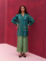 Iyra Silk Co-ord Set - Peacock