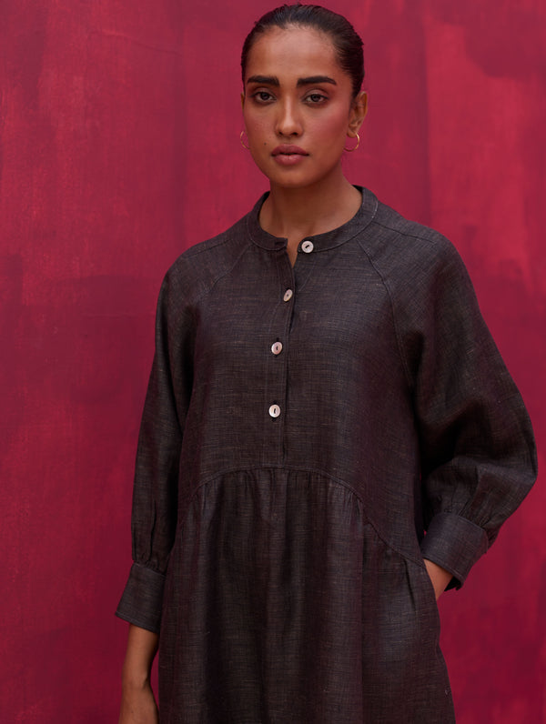 Shiri Linen Dress - Charcoal