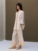 Yoshi Border Linen Co-ord Set - Natural