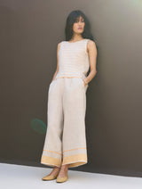 Mara Border Linen Pant - Natural