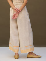 Mara Border Linen Pant - Natural