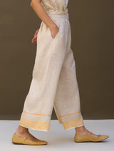 Mara Border Linen Pant - Natural