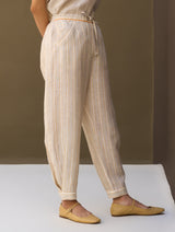 Iona Striped Linen Pant - Natural