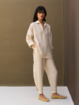 Kiku Striped Linen Co-ord Set - Natural