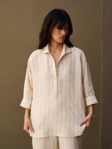 Kiku Striped Linen Shirt - Natural