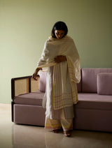 Ash Grey Shaza Linen Kurta with Fern Pants and Dupatta