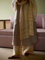 Ash Grey Shaza Linen Kurta with Fern Pants and Dupatta