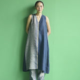 Ayana Metallic Linen Border Top - Navy