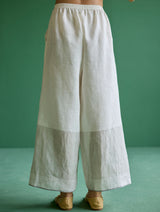 Yima Metallic Border Linen Pant - Ivory