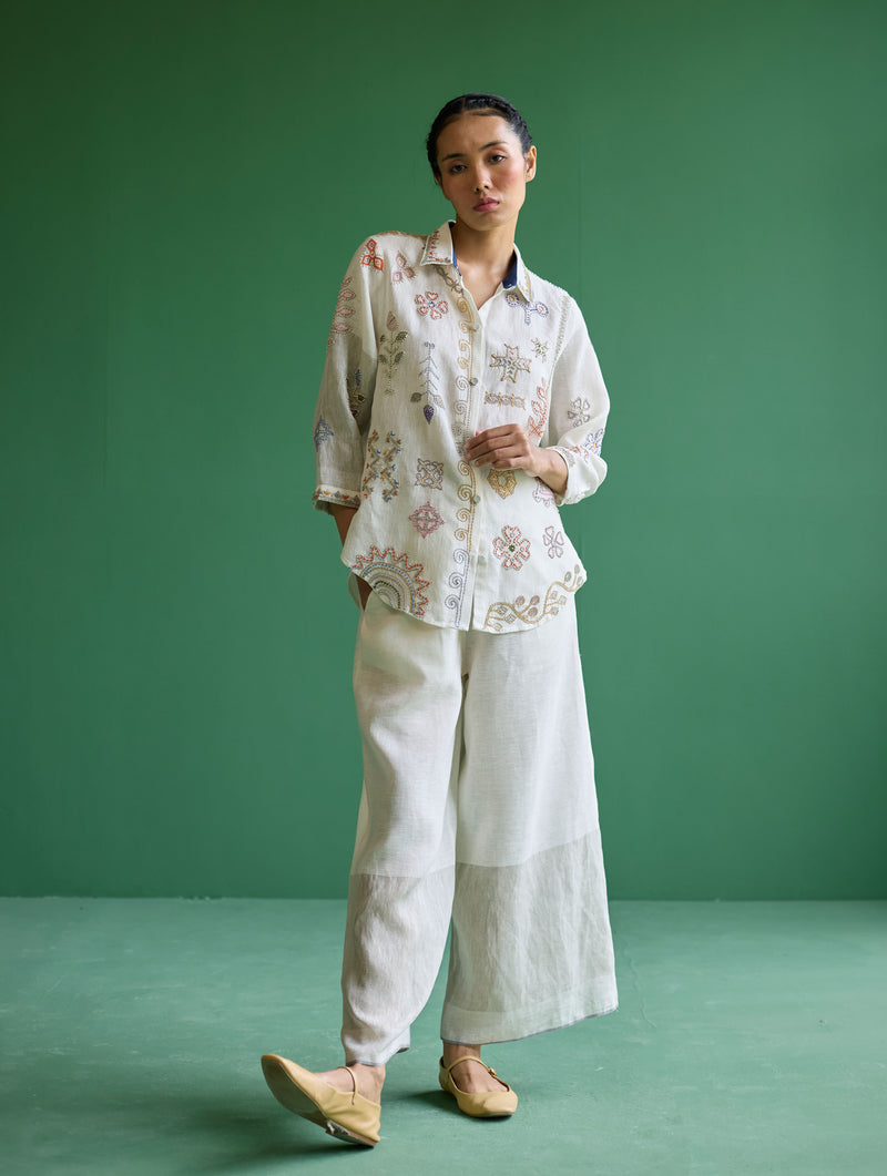 Tansa Hand-Embroidered Co-ord Set - Ivory