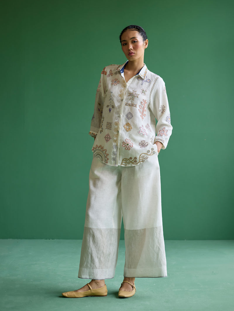 Tansa Hand-Embroidered Co-ord Set - Ivory