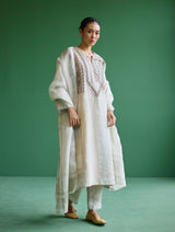 Rida Hand-Embroidered Kurta Set - Ivory