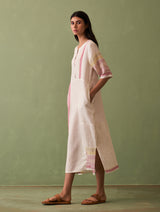 Nia Stripe Linen Dress - Ivory