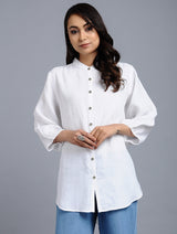 Lenora Classic Linen Shirt - Ivory