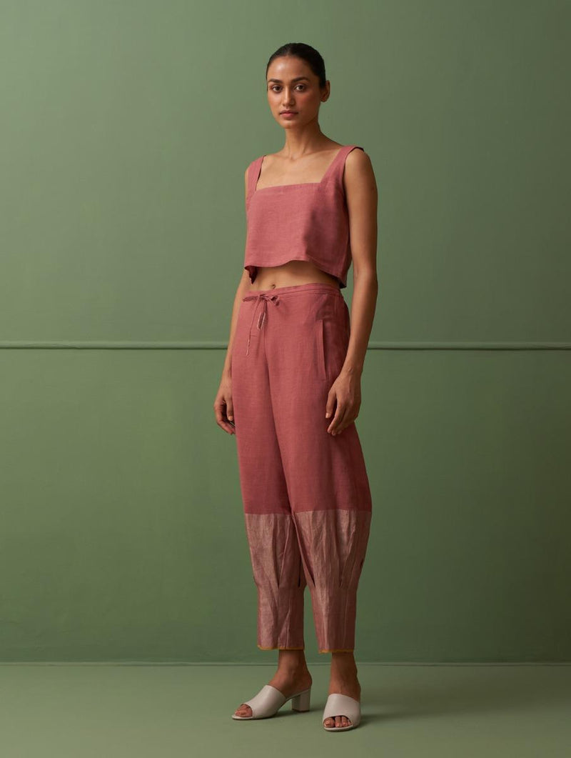 Nama Border Linen Pants - Terra